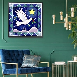 «Christmas Dove» в интерьере в классическом стиле с зеленой стеной