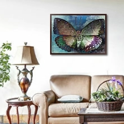 «Разноцветная бабочка в стиле ретро» в интерьере гостиной в стиле прованс