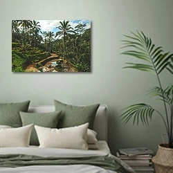 «Тропические угодья» в интерьере современной спальни в зеленых тонах