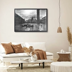 «View of Flooded Piazza S. Marco 1880-1920» в интерьере светлой гостиной в стиле ретро