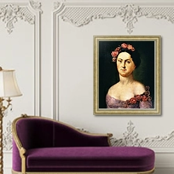 «Portrait of Avdotia Istomina, 1830s» в интерьере в классическом стиле над банкеткой