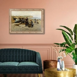 «Mending Nets» в интерьере классической гостиной над диваном