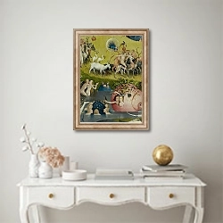 «The Garden of Earthly Delights: Allegory of Luxury, detail of the central panel, c.1500 6» в интерьере в классическом стиле над столом