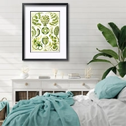 «Зеленые водоросли» в интерьере спальни в стиле прованс с голубыми деталями