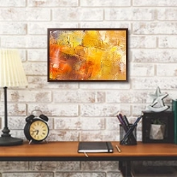 «Абстрактная картина #1» в интерьере кабинета в стиле лофт над столом