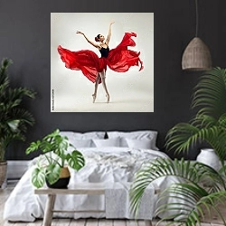 «Красота классического балетного танца» в интерьере современной спальни с черными стенами