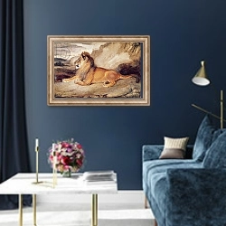 «Lion Resting» в интерьере в классическом стиле в синих тонах