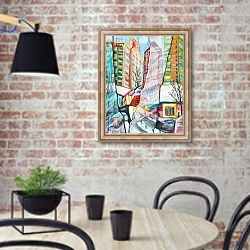 «Город сквозь разбитое стекло» в интерьере кухни в стиле лофт с кирпичной стеной