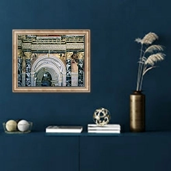 «Interior of the Kunsthistorisches Museum, Vienna, with archway and spandrel decoration depicting figures representing 14th century Rome and Venice, 1890/91» в интерьере в классическом стиле в синих тонах