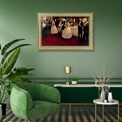 «The Buffet, 1884» в интерьере гостиной в зеленых тонах