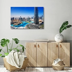 «Дубай, вид на город» в интерьере современной комнаты над комодом