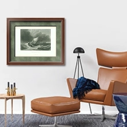 «Dutch Boats in a Gale 5» в интерьере кабинета с кожаным креслом