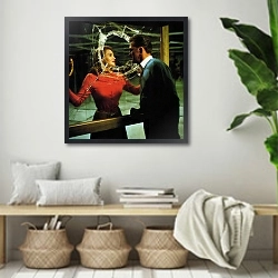 «Douglas, Kirk (Cast A Giant Shadow)» в интерьере комнаты в стиле ретро с плетеными корзинами