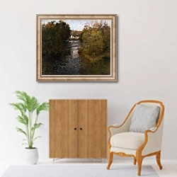 «A French River Landscape,» в интерьере в классическом стиле над комодом