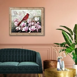 «Cardinal, 2001» в интерьере классической гостиной над диваном