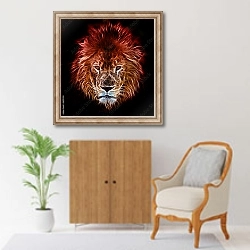 «Огненный лев 2» в интерьере в классическом стиле над комодом