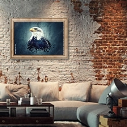 «Орел» в интерьере гостиной в стиле лофт с кирпичной стеной