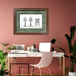 «Каминные экраны с рисунком» в интерьере современного кабинета в розовых тонах