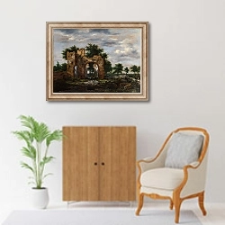«Разрушенный замок» в интерьере в классическом стиле над комодом