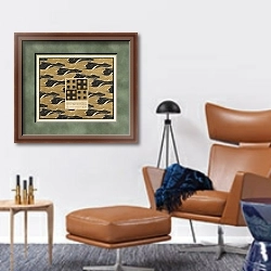 «Ein Marientag Buntpapier» в интерьере кабинета с кожаным креслом