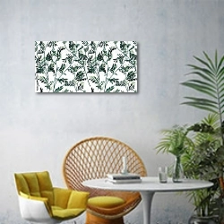 «Трава с мелкими зелеными листочками» в интерьере современной гостиной с желтым креслом