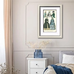 «Fashions for Desember 1845» в интерьере спальни в стиле прованс с синими деталями