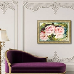 «The Three Roses» в интерьере гостиной с розовым диваном