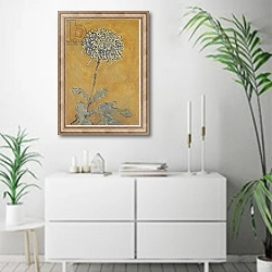 «Chrysanthemum,» в интерьере светлой минималистичной гостиной над комодом