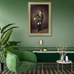 «Портрет Павла I 5» в интерьере гостиной в зеленых тонах