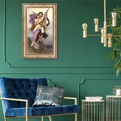 «Похищение Психеи» в интерьере в классическом стиле с зеленой стеной