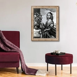 «Spring, 1641» в интерьере гостиной в бордовых тонах