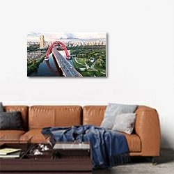 «Живописный Мост, Москва, Россия» в интерьере современной гостиной над диваном