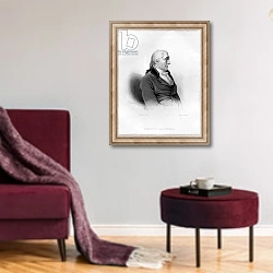 «Hector Macneill, engraved by John Rogers» в интерьере гостиной в бордовых тонах