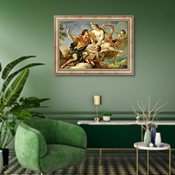 «Venus and Adonis» в интерьере гостиной в зеленых тонах