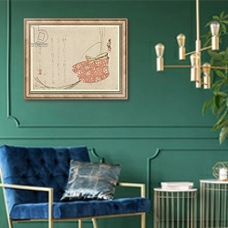 «Surimono 1» в интерьере в классическом стиле с зеленой стеной