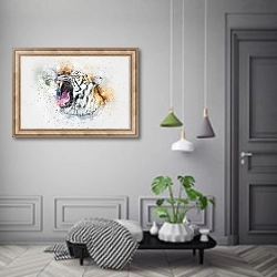 «Рисунок рычащего тигра» в интерьере коридора в классическом стиле