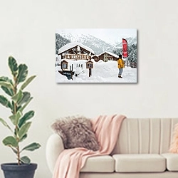 «Французские Альпы. Долина Мерибель. Кафе  La Brizolee» в интерьере современной светлой гостиной над диваном