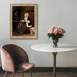 «Young Girl at Work» в интерьере в классическом стиле над креслом