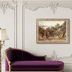 «Corfu, 19th century 2» в интерьере в классическом стиле над банкеткой