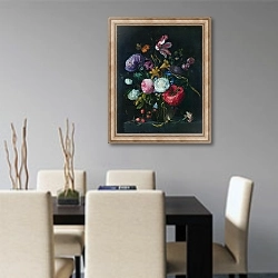 «Цветы в стеклянной вазе 4» в интерьере современной кухни над столом