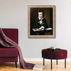 «William Rastall, c.1762-4» в интерьере гостиной в бордовых тонах