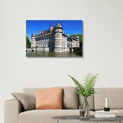 «Бельгия. Замок Белёй» в интерьере современной светлой гостиной над диваном