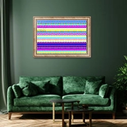 «Sweet Dreams Stripe» в интерьере зеленой гостиной над диваном