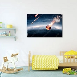 «Метеориты» в интерьере детской комнаты для мальчика с игрушками