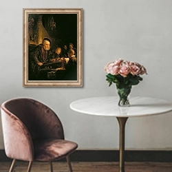 «The Schoolmaster, 1645» в интерьере в классическом стиле над креслом