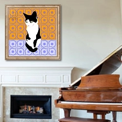 «Cat on Morrocan Tiles» в интерьере классической гостиной над камином