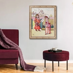 «Illustration for 'St. Valentines Day' 1914» в интерьере гостиной в бордовых тонах