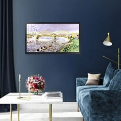 «River Thames at Barnes» в интерьере в классическом стиле в синих тонах