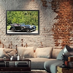 «Mercedes-Benz 540K Cabriolet C by Sindelfingen '1937» в интерьере гостиной в стиле лофт с кирпичной стеной