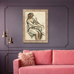 «Woman Seated in an Armchair,» в интерьере гостиной с розовым диваном